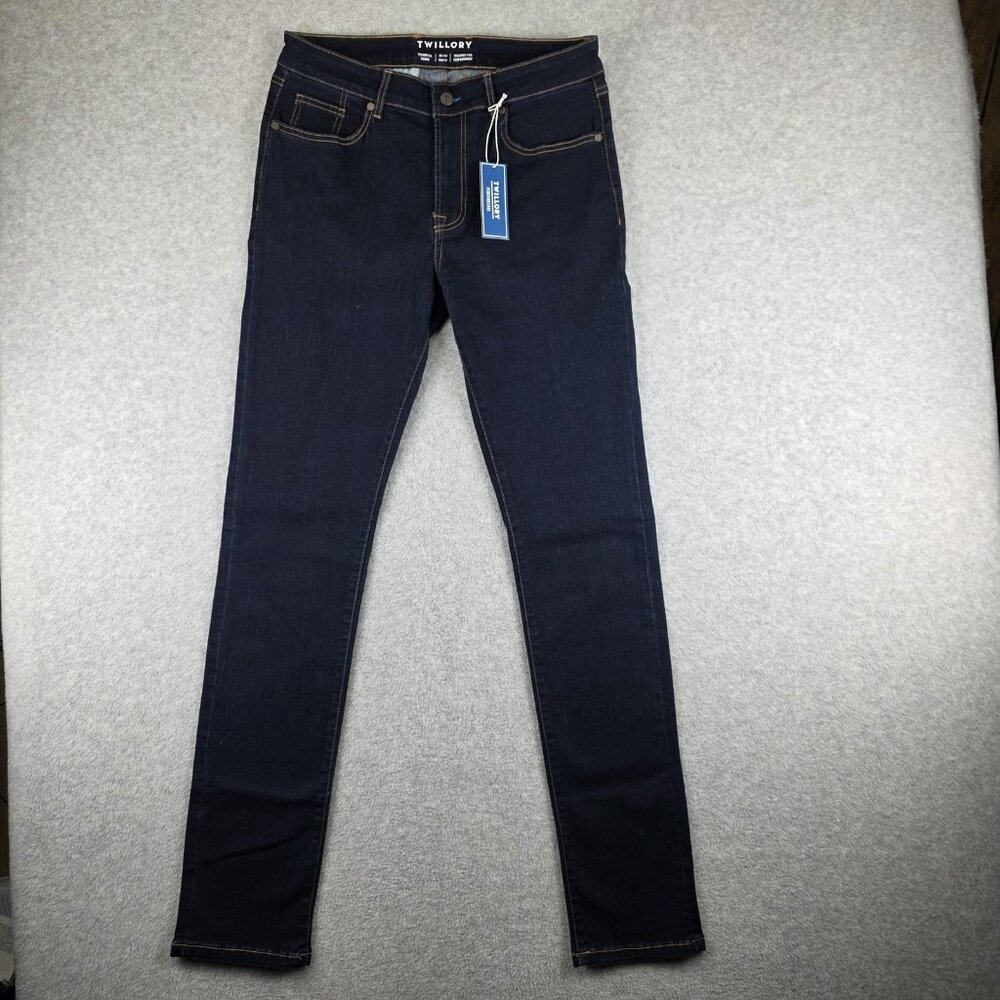 Twillory Performance Jeans Mens 32x34 Blue Slim Skinny Dark Wash Stretch